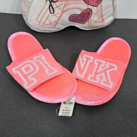 PINK VICTORIA'S SECRET SLIPPERS PINK SZ.SMALL US 5-6 NEW. - Picture 1 of 9